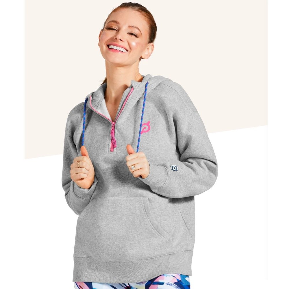Peloton Relaxed 1/2 Zip Hoodie Gray Medium Like New Worn Once